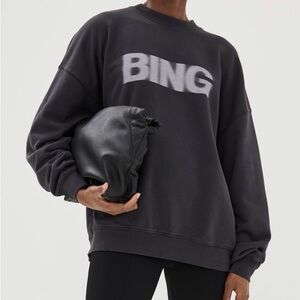 Anine Bing Black Sweatshirt with Gray Logo